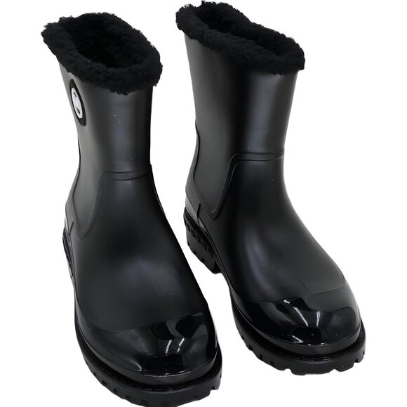 Michael Kors Montaigne Pull-On Rain Boots Black/White Glitter Women US 9 - Picture 1 of 6
